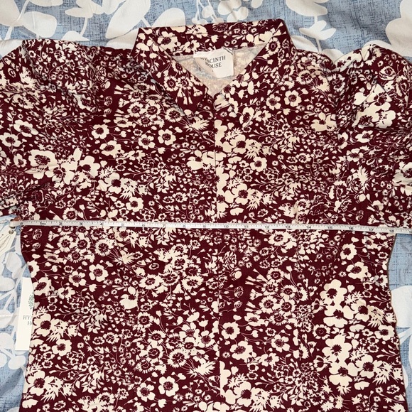 HYACINTH HOUSE Maroon Floral Front Zip Begonia Mini Dress, size large, NWT - Picture 6 of 8